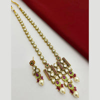FS Collection Gold Plated Crystal Stone And Pearl Necklace Set