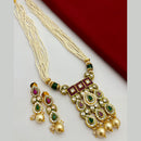 FS Collection Gold Plated Crystal Stone And Pearl Necklace Set