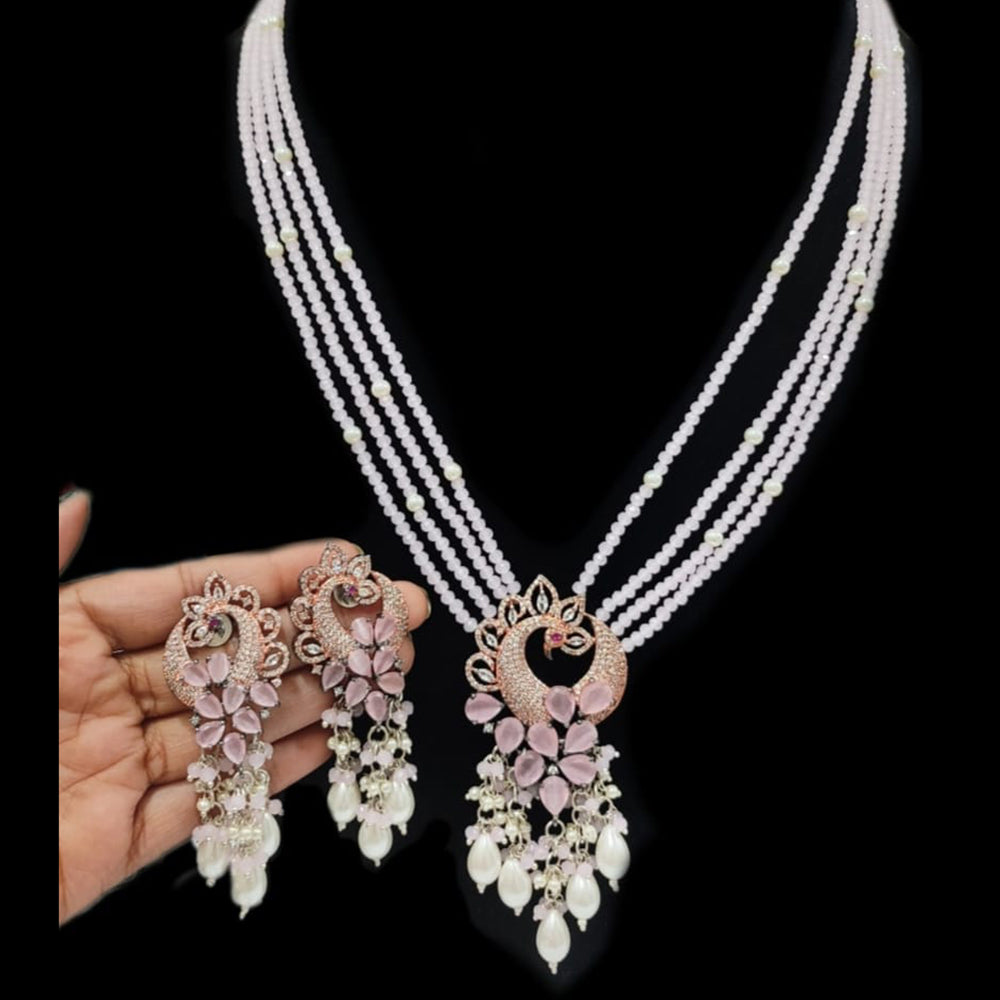 FS Collection Rose Gold Plated AD Necklace Set