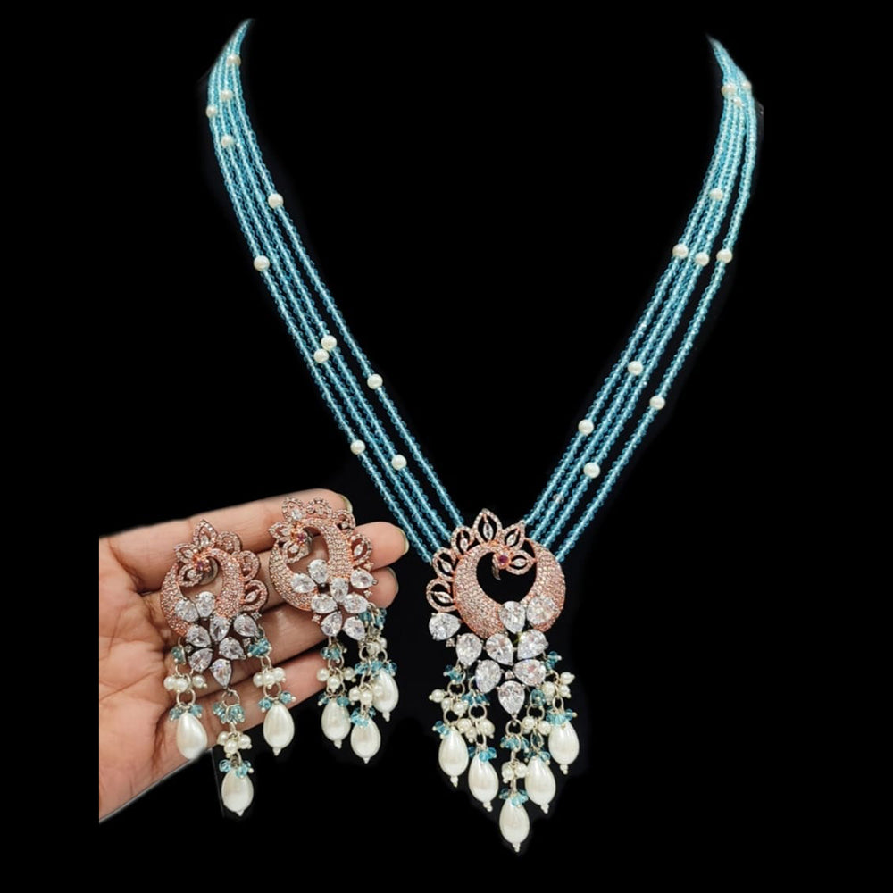 FS Collection Rose Gold Plated AD Necklace Set