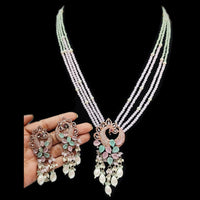 FS Collection Rose Gold Plated AD Necklace Set