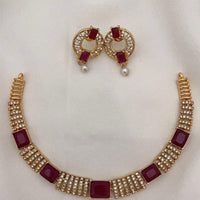 FS Collection Gold Plated Crystal Stone Necklace Set