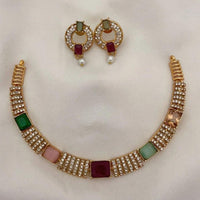 FS Collection Gold Plated Crystal Stone Necklace Set