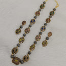 FS Collection 2 Tone Plated Pota Stone Long Necklace Set