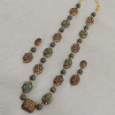 FS Collection 2 Tone Plated Pota Stone Long Necklace Set