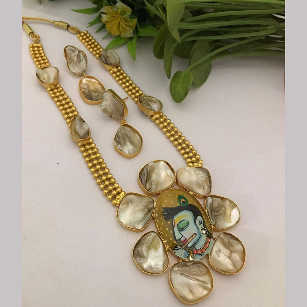 FS Collection Gold Plated Beads Long Necklace Set