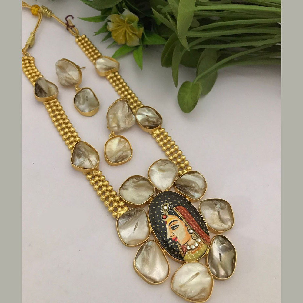 FS Collection Gold Plated Beads Long Necklace Set