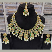 FS Collection Gold Plated Kundan Stone Necklace Set