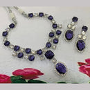 FS Collection Silver Plated AD Necklace Set