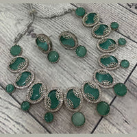 FS Collection Silver Plated AD Necklace Set