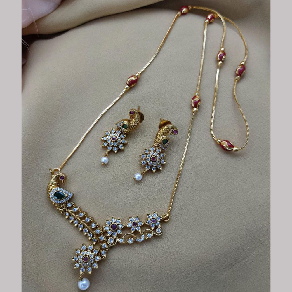 FS Collection Gold Plated Austrian Stone Chain Pendent Set