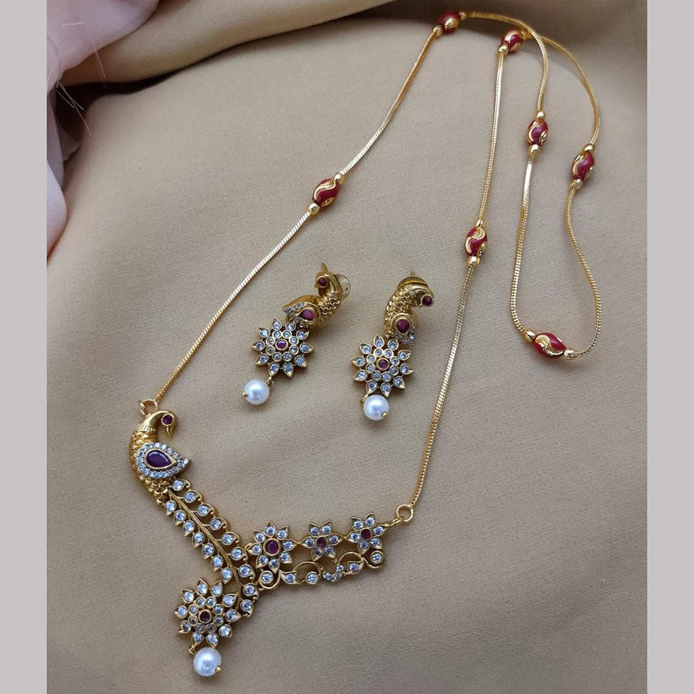 FS Collection Gold Plated Austrian Stone Chain Pendent Set