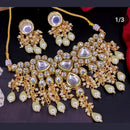 FS Collection Gold Plated Kundan Pearl  And Beads Necklace Set