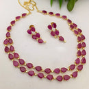 FS Collection Gold Plated Crystal Stone And Pearl Necklace Set