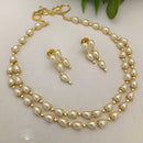 FS Collection Gold Plated Crystal Stone And Pearl Necklace Set
