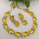 FS Collection Gold Plated Crystal Stone And Pearl Necklace Set