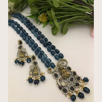 FS Collection Gold Plated Austrian Stone And Beads Temple Long Necklace Set