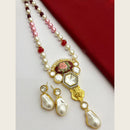 FS Collection Gold Plated Pearl And Real Baroque  Long Necklace Set