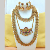 FS Collection Gold Plated Pota Stone Temple Necklace Combo