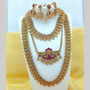 FS Collection Gold Plated Pota Stone Temple Necklace Combo