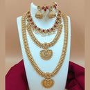 FS Collection Gold Plated Pota Stone Temple Necklace Combo