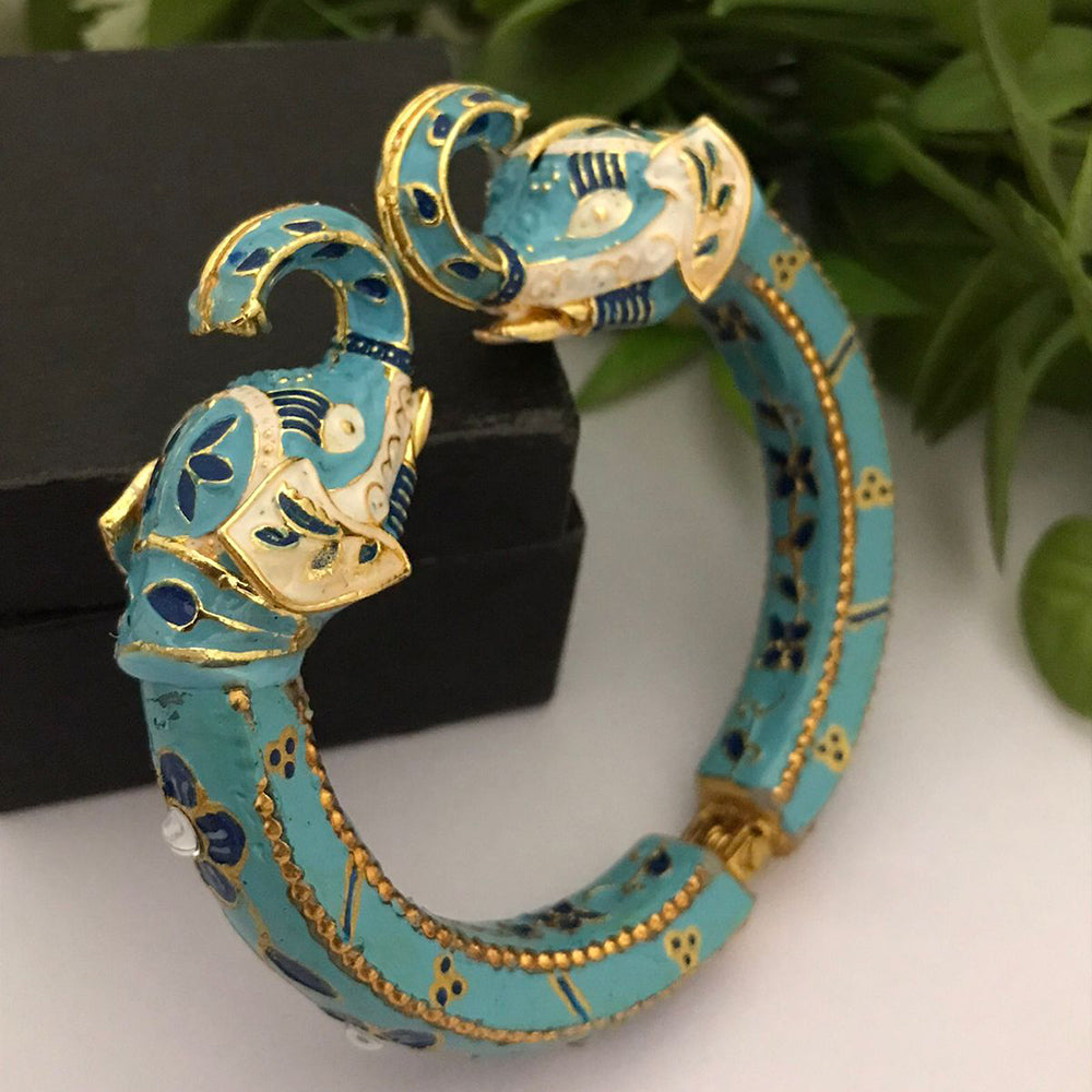 FS Collection Gold Plated Meenakari Adjustable Bangles