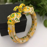 FS Collection Gold Plated Meenakari Adjustable Bangles