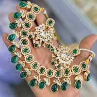 FS Collection Gold Plated Kundan Stone Necklace Set