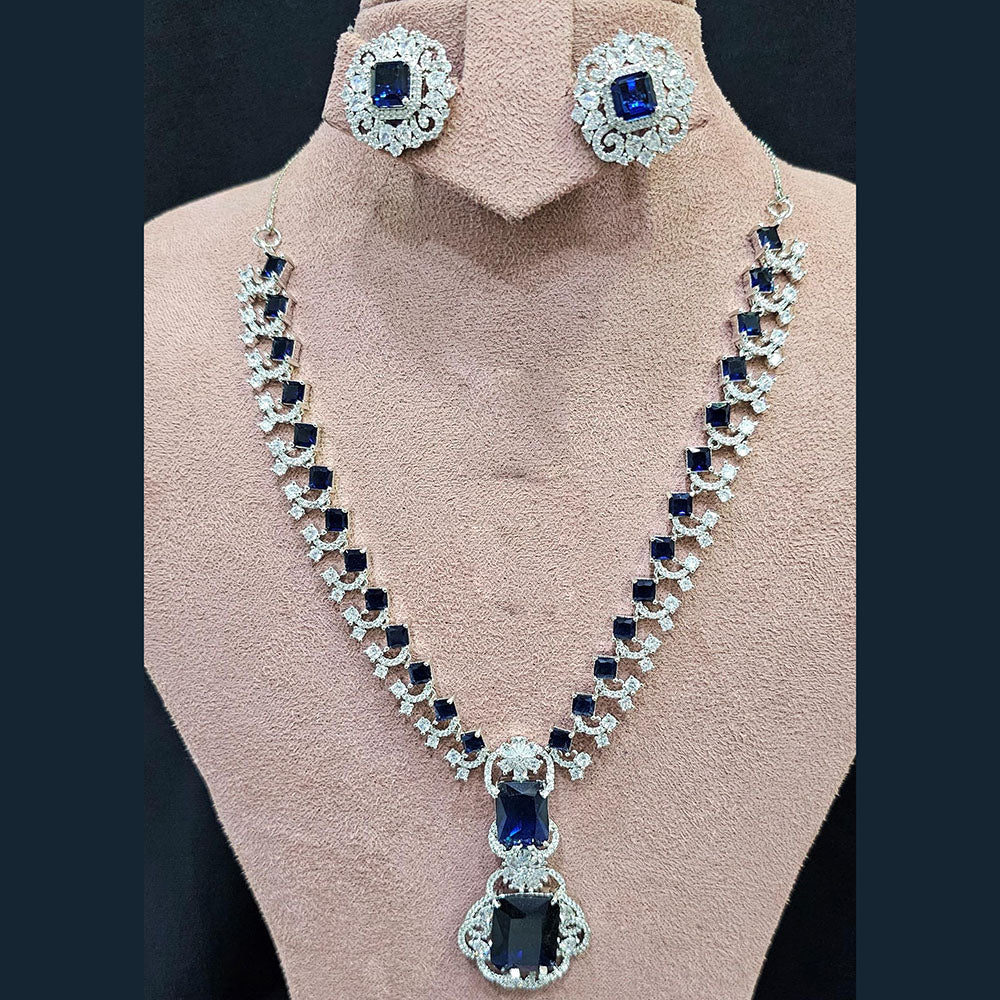 FS Collection Silver Plated AD Necklace Set