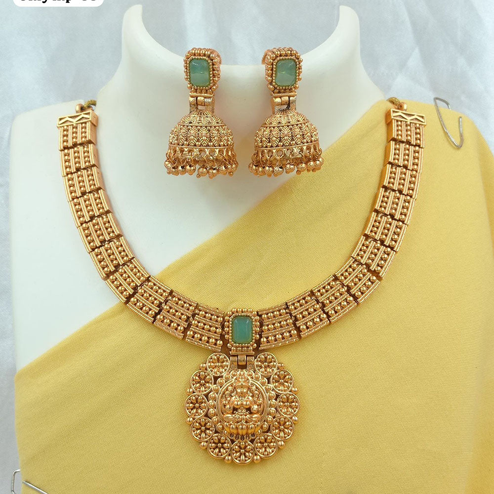 FS Collection Gold Plated Temple Necklace Set