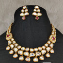 FS Collection Gold Plated Kundan Stone Necklace Set