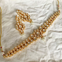 FS Collection Gold Plated Kundan Stone Necklace Set