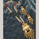 FS Collection Gold Plated Pota Stone And Pearl Long Necklace Set