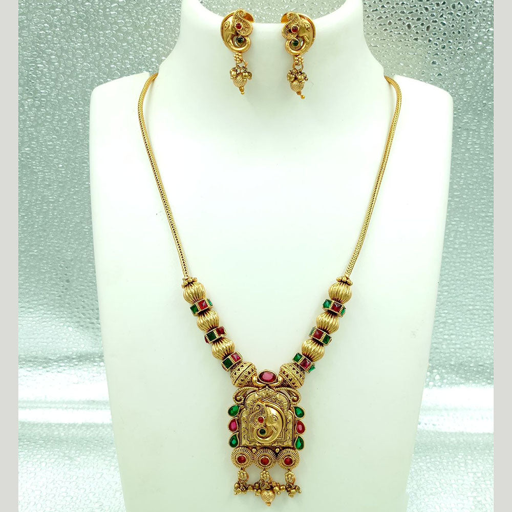 FS Collection Gold Plated Pota Stone Necklace Set