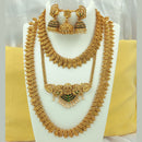 FS Collection Gold Plated Pota Stone Temple Necklace Combo