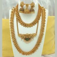 FS Collection Gold Plated Pota Stone Temple Necklace Combo