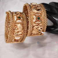 FS Collection Gold Plated Pota Stone Openable Bangle Set