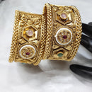 FS Collection Gold Plated Pota Stone Openable Bangle Set