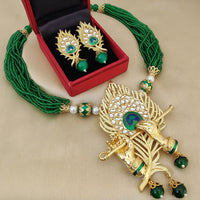 FS Collection Gold Plated Kundan And Pearl Necklace Set