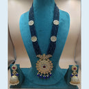 FS Collection Gold Plated Kundan And Pearl Long Necklace Set