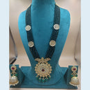 FS Collection Gold Plated Kundan And Pearl Long Necklace Set