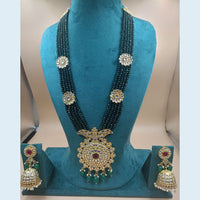 FS Collection Gold Plated Kundan And Pearl Long Necklace Set