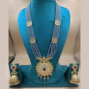 FS Collection Gold Plated Kundan And Pearl Long Necklace Set