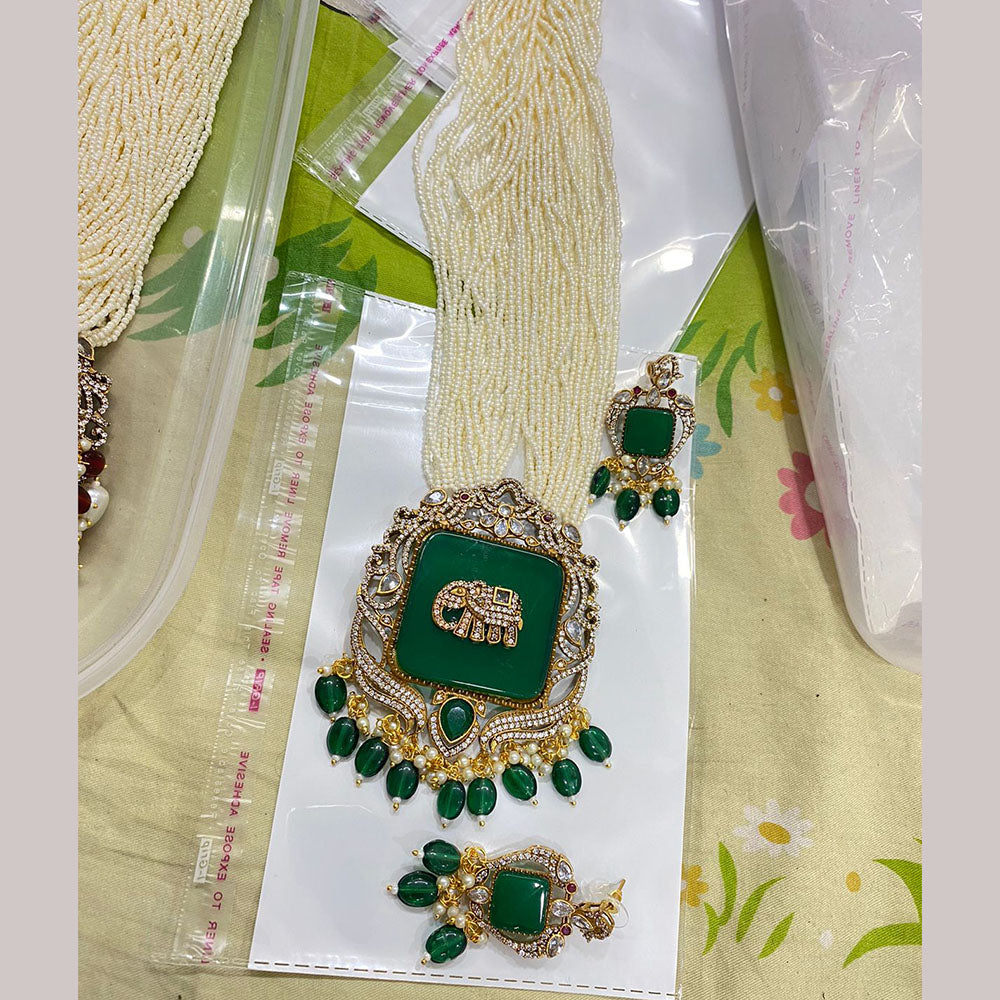FS Collection Gold Plated Austrian And Pearl Necklace Set