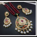 FS Collection Gold Plated Austrian And Pearl Long Necklace Set