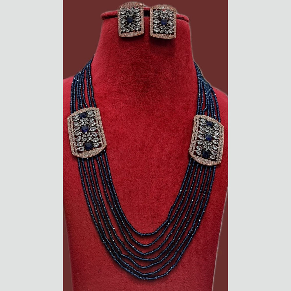 FS Collection 2 Tone Plated AD Multi Layer Long Necklace Set