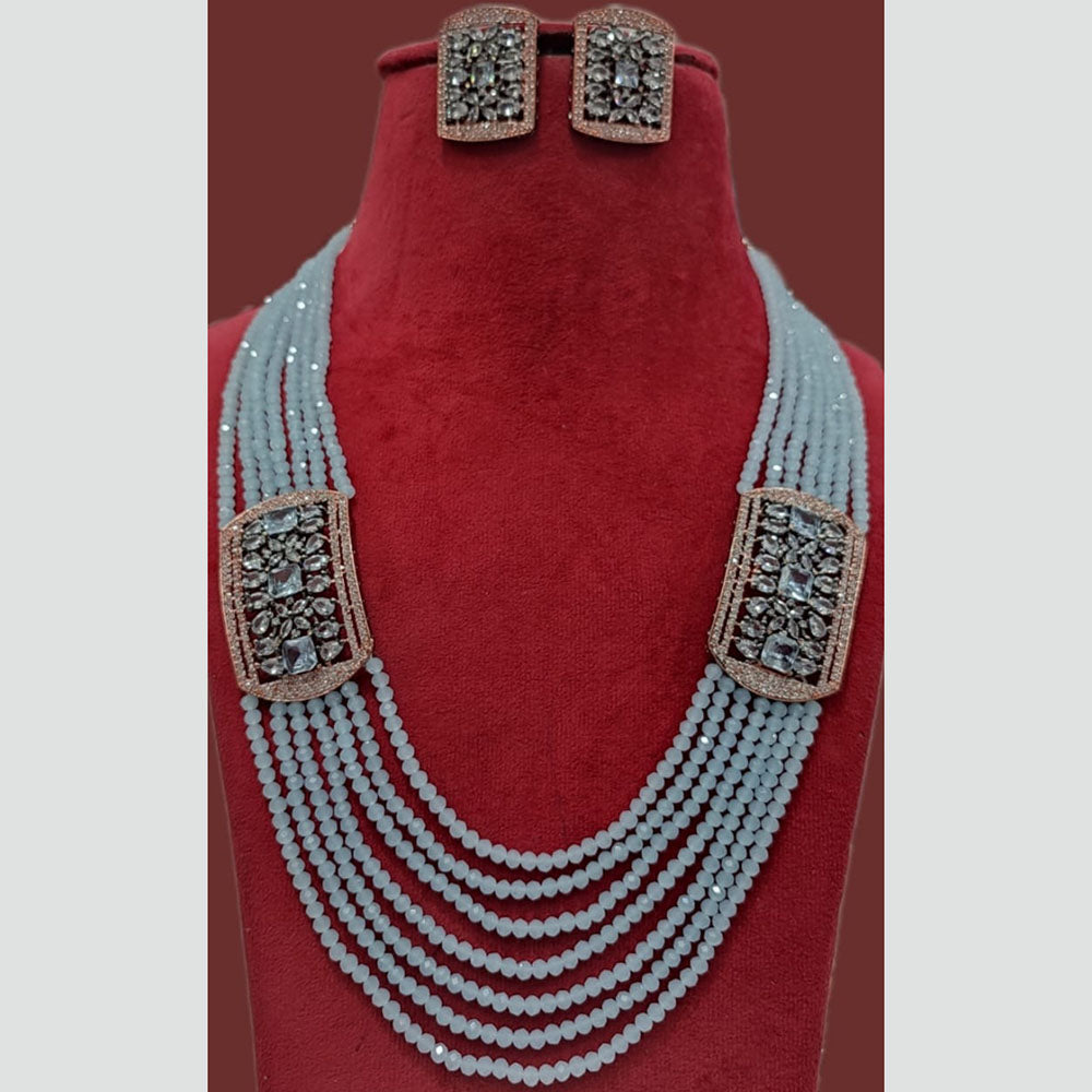 FS Collection 2 Tone Plated AD Multi Layer Long Necklace Set