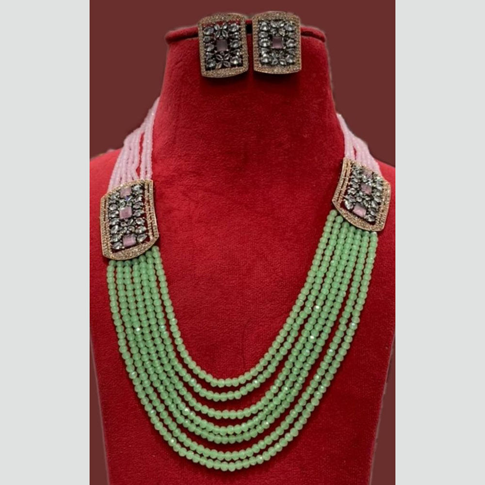 FS Collection 2 Tone Plated AD Multi Layer Long Necklace Set