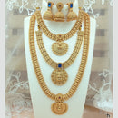 FS Collection Gold Plated Kundan Double Temple Necklace Set