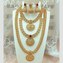FS Collection Gold Plated Kundan Double Temple Necklace Set